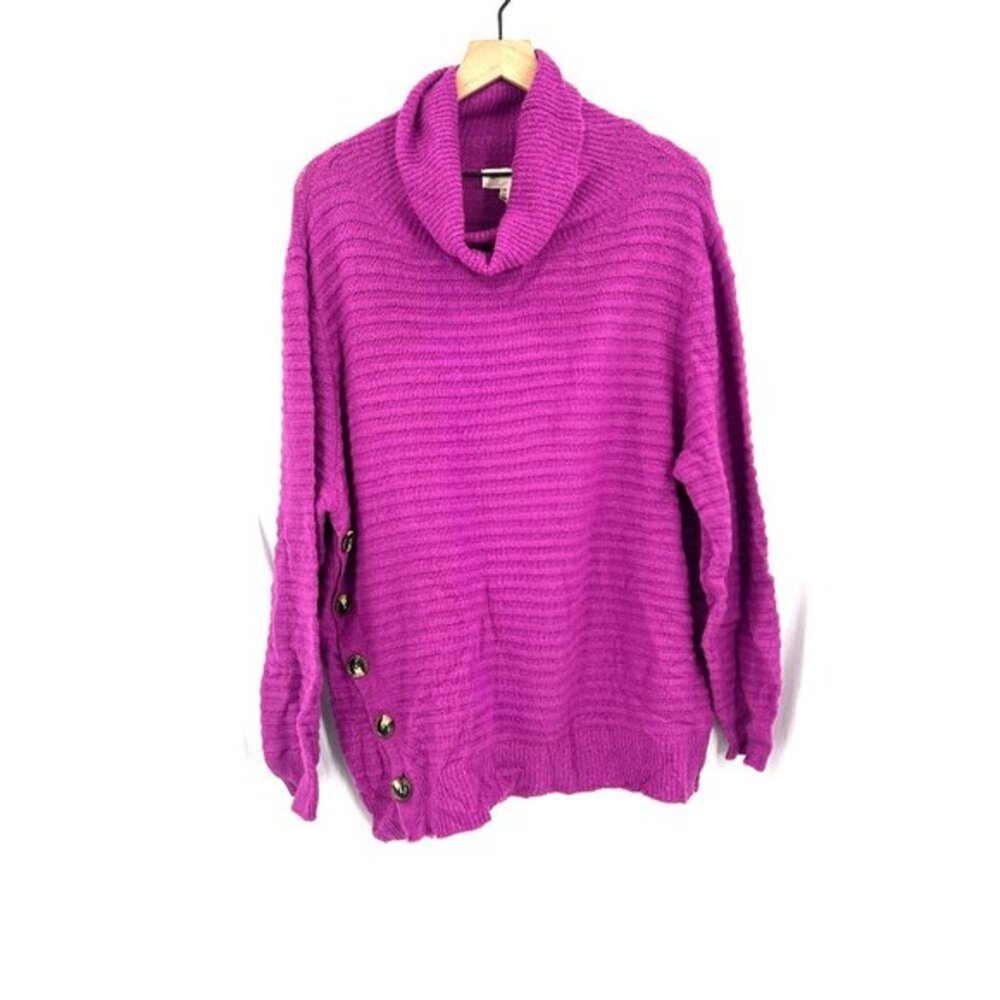 NEW‎ Melloday fuchsia purple pullover cowl neck turtleneck lagenlook sweater 2X